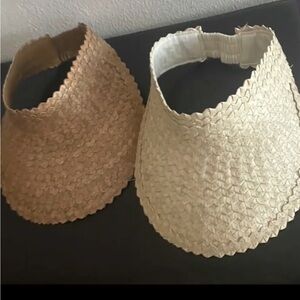 Elegant Tan and Cream Woven Visor Set
